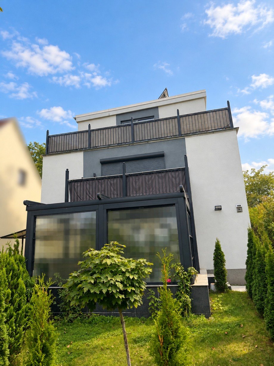 Hausansicht_Gartenseite Penthousewohnung Hamburg